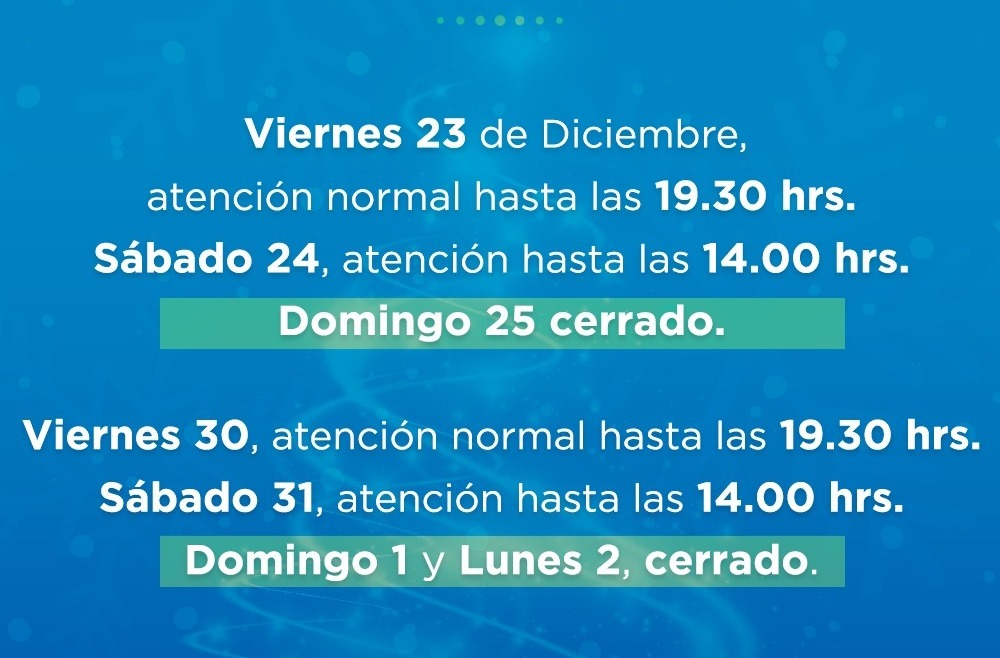 Horarios de fin de Año